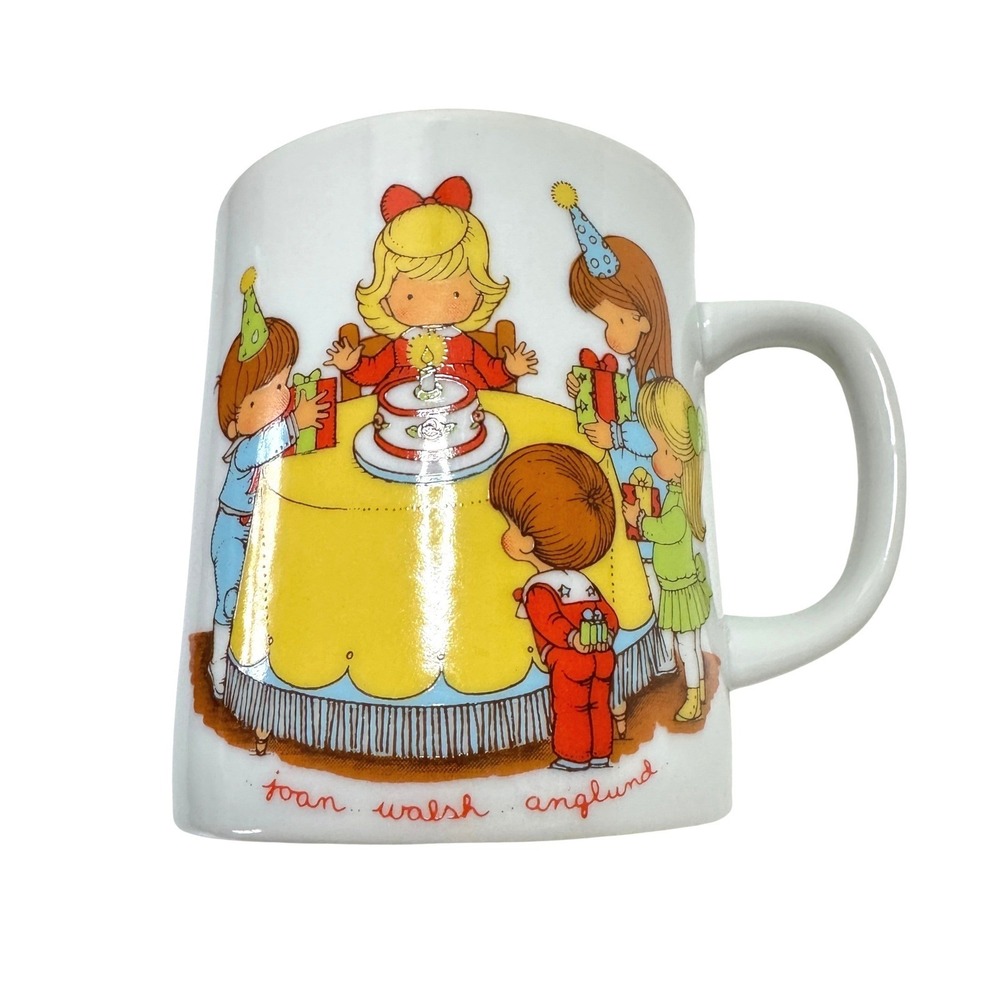 Vintage Retro Joan Walsh Anglund‎ 1973 Happy Birthday Party Girl Ceramic Mug